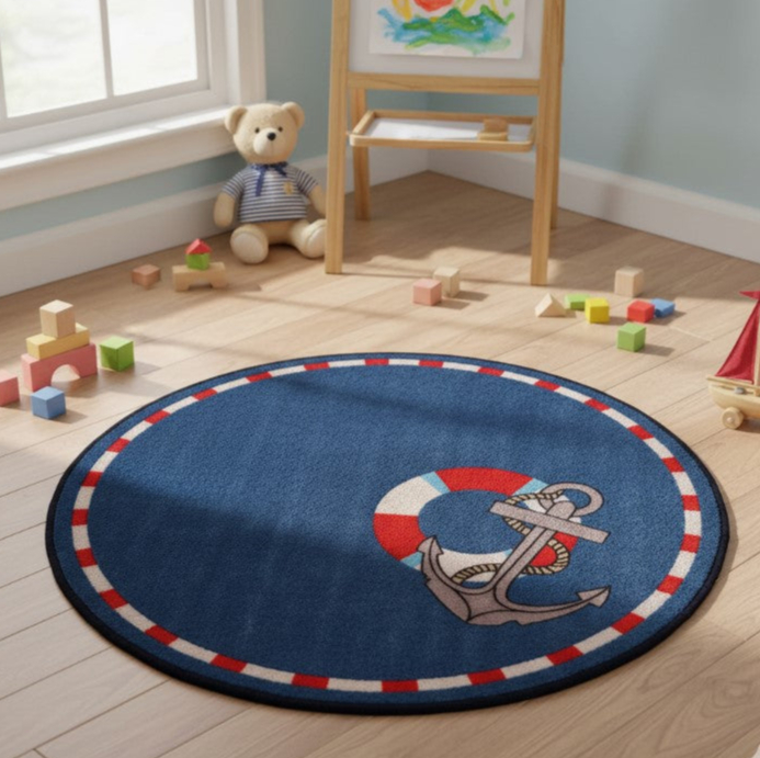 Sajalo Anchor Rug 90x90 cm - Educational Pattern, Nylon