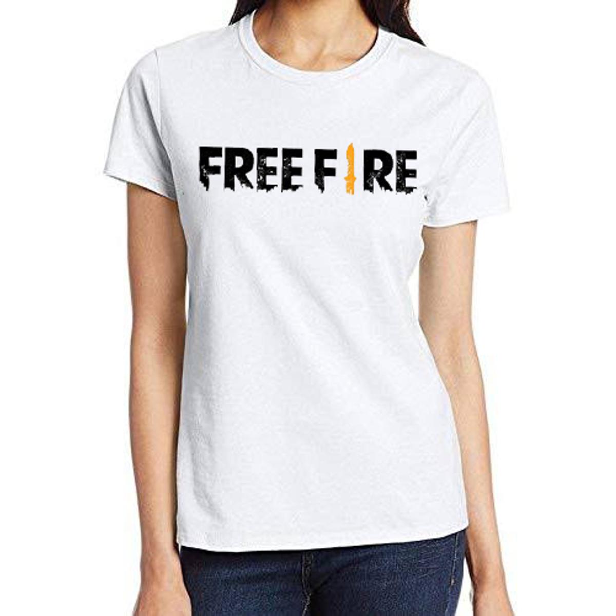 Free Fire summer White printed imported T shirt