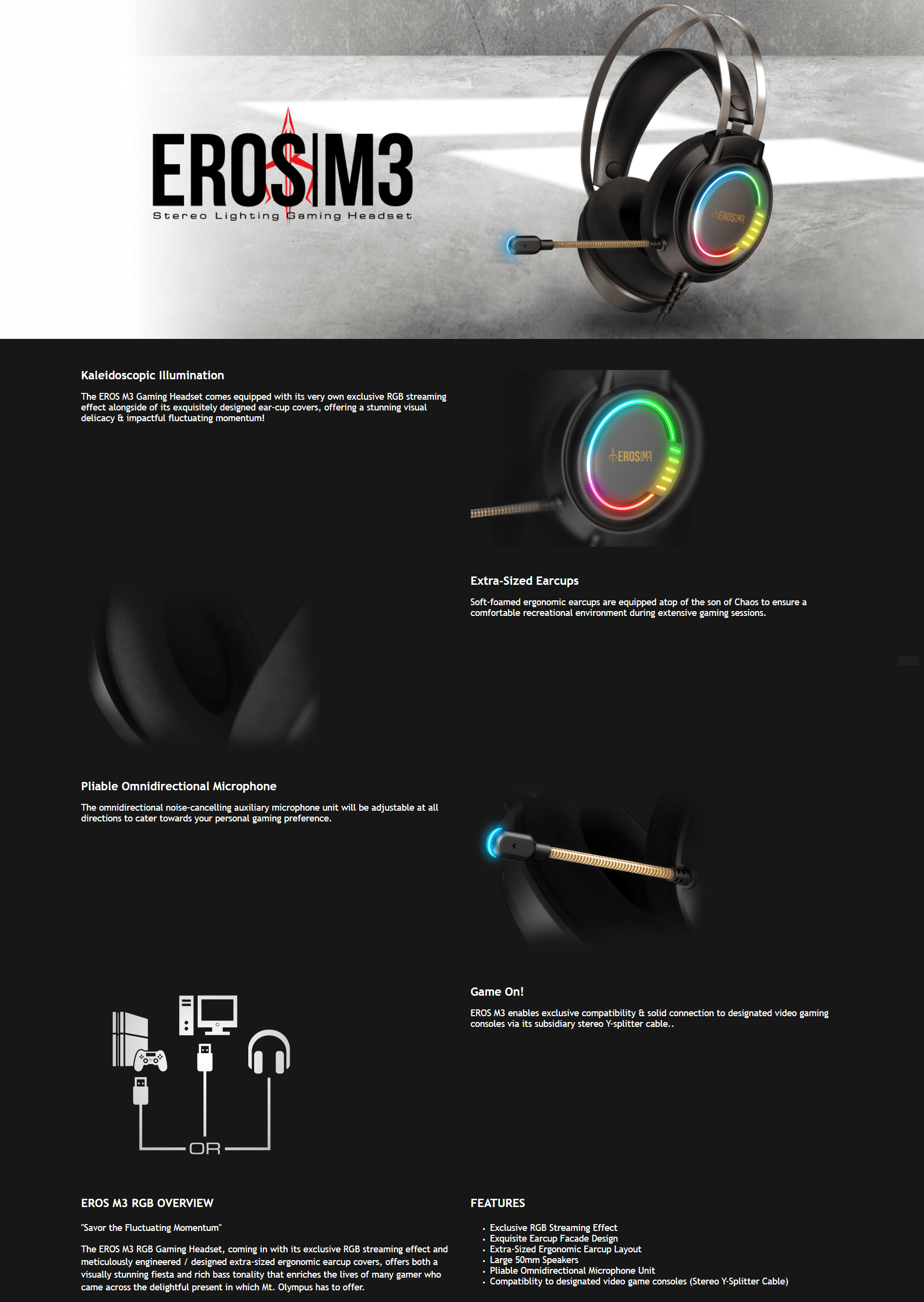 Gamdias Eros M3 Stereo Lighting Gaming Headset | Daraz.pk