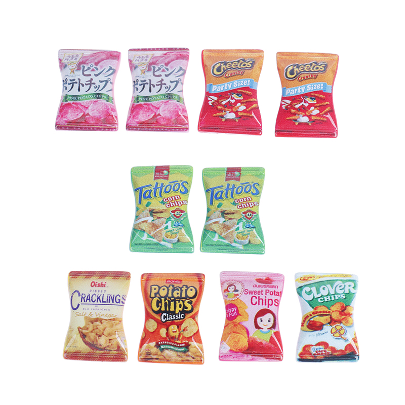10pcs/set Dollhouse Miniature Kitchen Food Potato Chips DIY Pretend