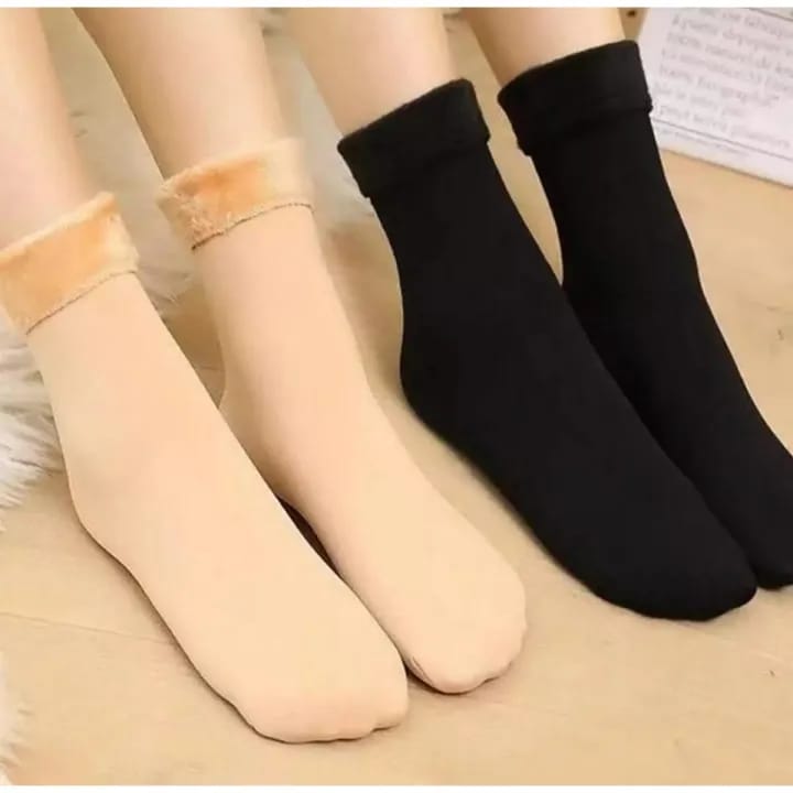 Pack of 2 Women Winter Warm Socks Solid Color Comfortable Fleece Thick Stocking Soft Boots Sleeping Sock Female Elasticity Velvet Socks