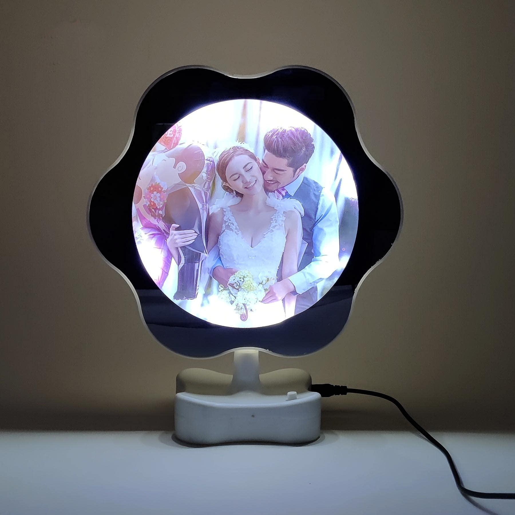 Magic Mirror Photo Frame with round LED for wall, bedroom, wall set Imported Quality