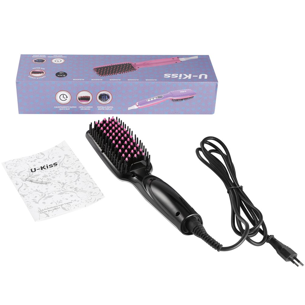 kiss comb straightener black hair