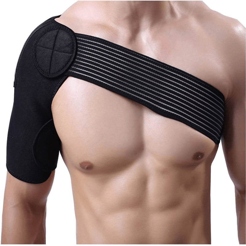 Denovo mart Adjustable Left/Right Elastic Shoulder Support Bandage Protector Brace Joint Pain Injury Shoulder Strap Guard Strap Wrap Belt