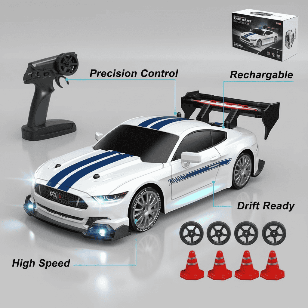 1:24 Scale 4WD RC Drift Car 20KMH | High Speed Remote Control Racing Car with Drift Tires for Kids & Adults