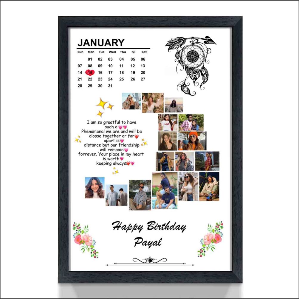 ♥️Original Product+FREE Shipping+COD ♥Moon Shape Customized Picture Photo Frame, Customized Frame with Calendar + Customized Message with upto Pictures in Moon Shape, Customized Photo Frame, Birthday Gift, Anniversary Gift, Wedding Gift, Gift for Friends