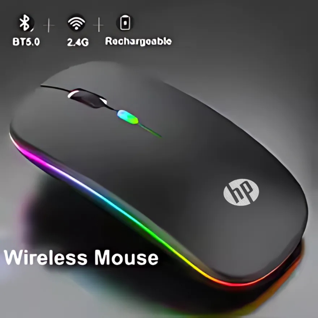 { Special Offer }  RGB Wireless Mouse With Free Mouse Pad - Slim & Silent 7 Colour LED Lights - Dual Mode 2.4G & Bluetooth Rechargeable Portable Optical Office Mouse With USB Receiver - 3 Adjustable DPI Levels for Notebook, PC, Computer, MacBook by TechZo