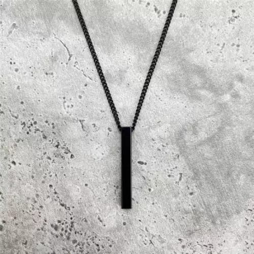 Black Vertical Bar 100% Pure Stainless Steel Necklace/Locket/Chain for Men/Boys