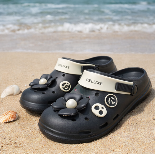 Elegant Floral Graphic Clogs for Girls, Casual Fashion Mules with Flower Embellishments