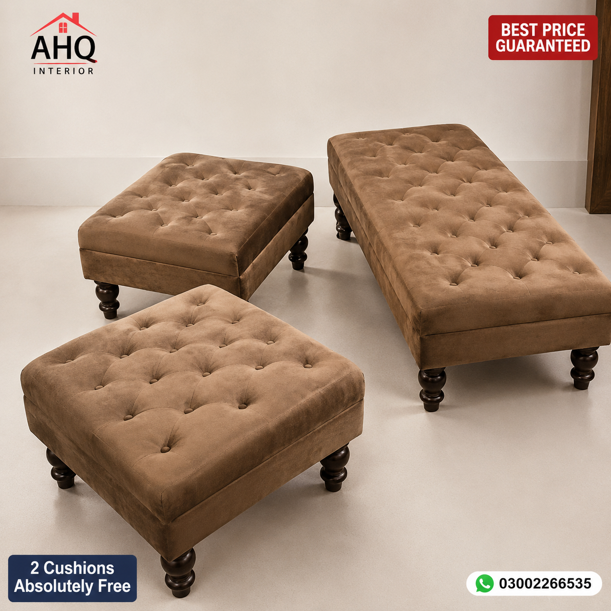 4 Seater Puffy Sofa Set Fabric Velvet Best Price Furniture Sofas | Customize in All Colors | Home Decor | Comfortable Couch with Single & Double Seats | Stylish Modern Design | Special Offer