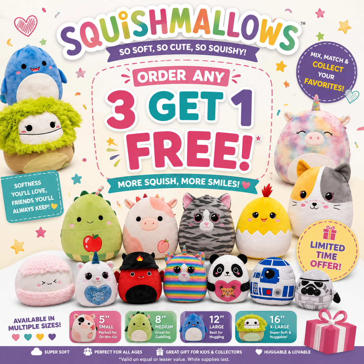 Squishmellow Stuffed Soft and Plush toy (Different sizes ) PREMIUM QUALITY