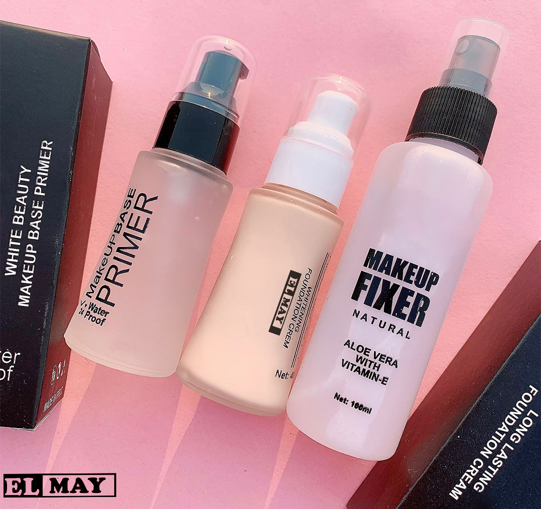 Deal of 3 ELMAY - Matte Foundation Pump+ HD Pump Primer+ Original Makeup Fixer Spray For Women And Girls