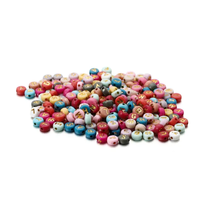 Pack of 100 or 200 or 300 or 400 or 500 or 1000 pcs Random Mixed Letter Acrylic Beads Flat Round Alphabet Charms Beads For Bracelet Necklace Jewelry Making