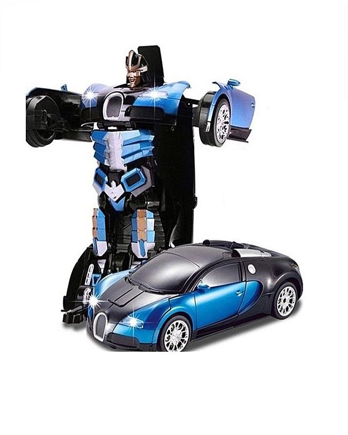 Bugatti transformer car-Transformer Bugatti Car Robot - Blue