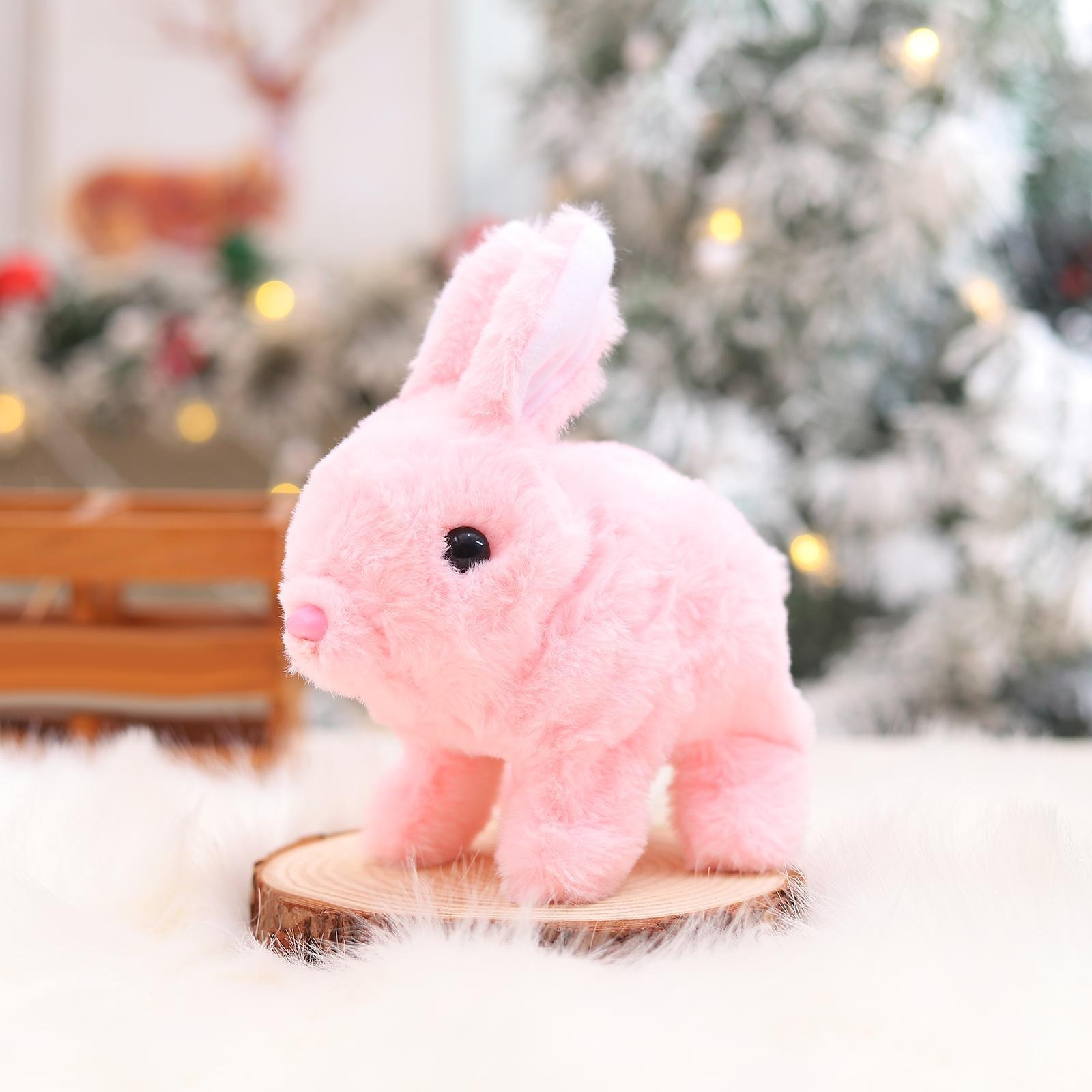 Electronic Plush Rabbit Toy Robot Bunny Walking Jumping Running Animal Shake Ears Cute Electric Pet for Kids Birthday Gifts