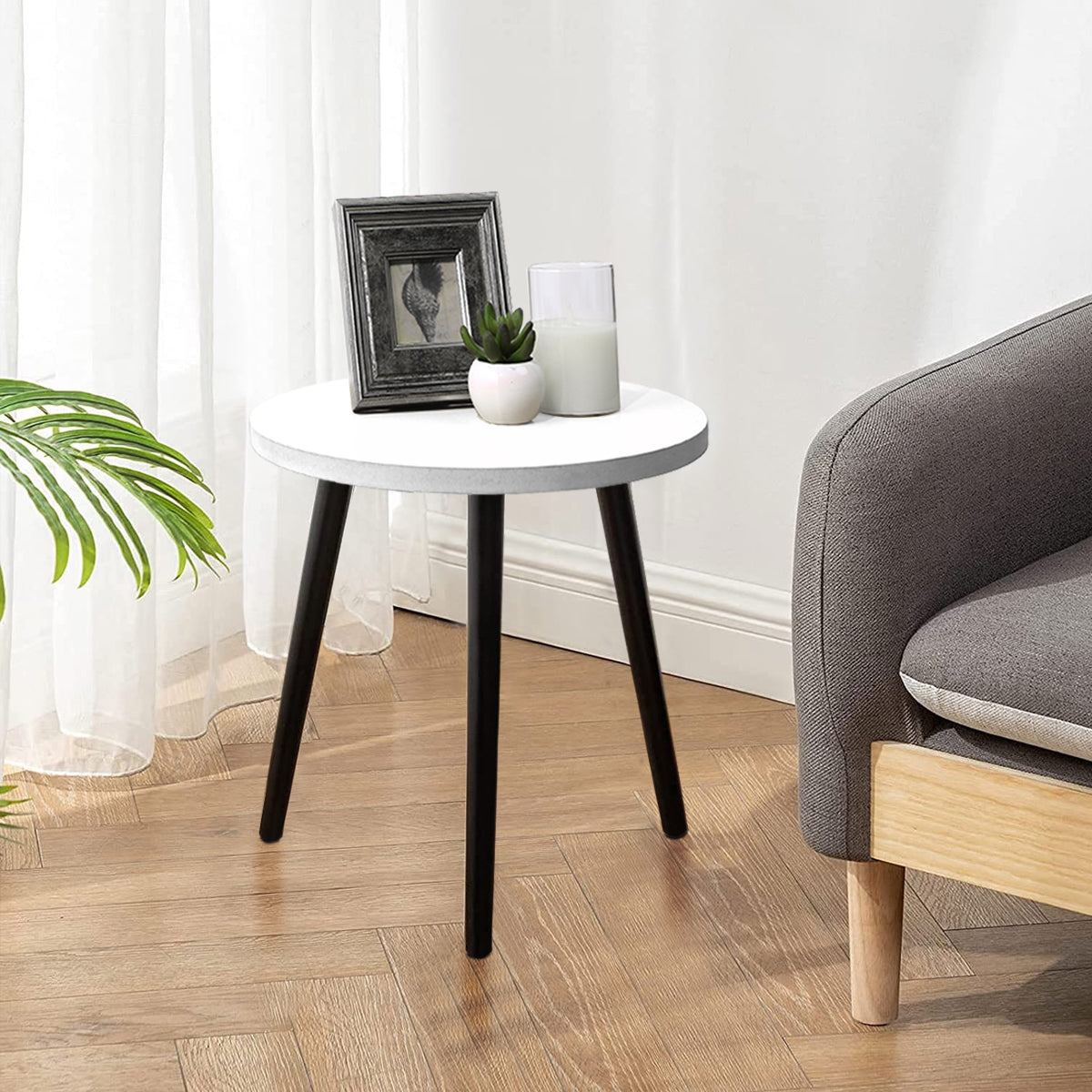 HomeBliss Curved Foldable Side Table, Coffee table (16 Inches Top & 20.5 Inches Height ) with Solid Wooden legs (Customize)