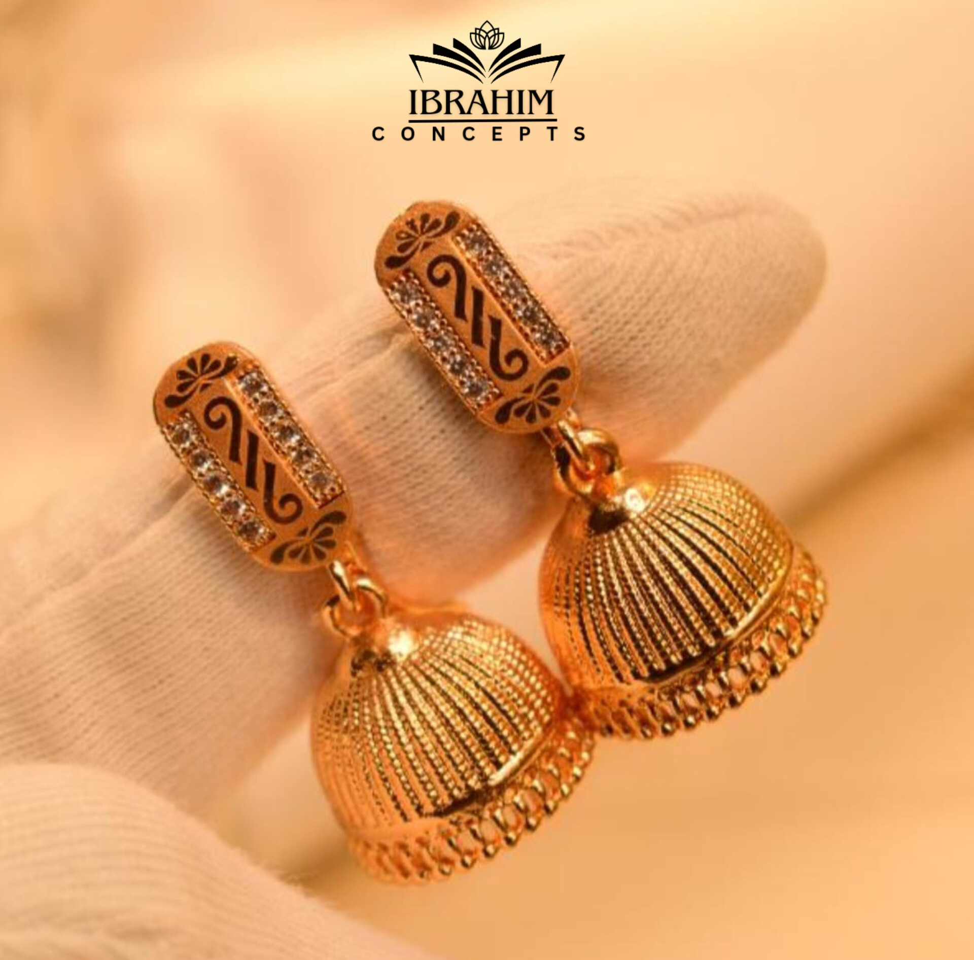 Classic Golden Jhumki For Girls/Women / Ibrahim Concepts/ Trendy Earrings Jewelry Accessories.Fashion Jewelery. Weeding Jewellery