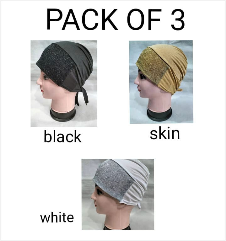 shimmer glitter Muslim Headscarf Inner Hijab Caps Wraps Women Islamic Under Scarf