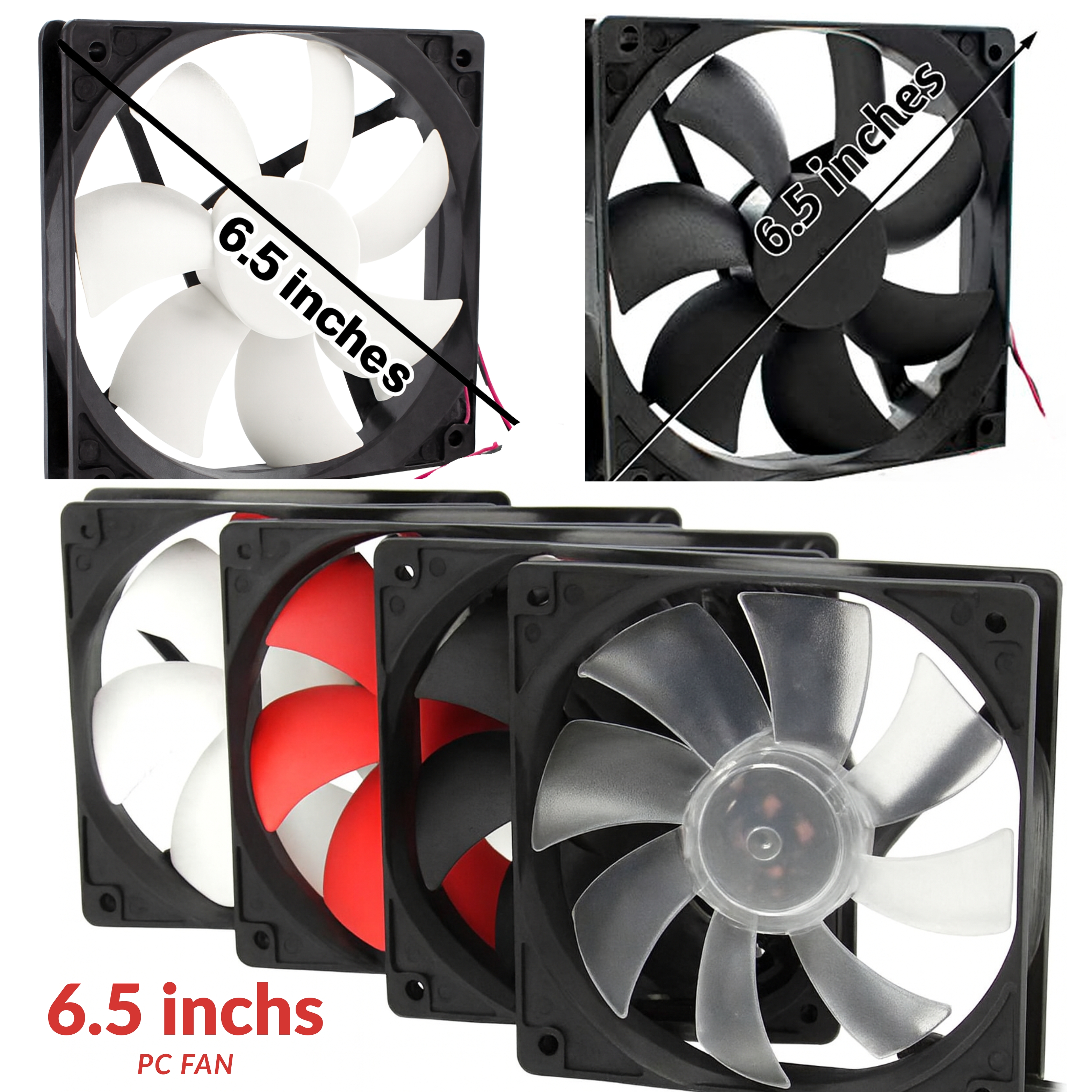Fan Large Size DC 12V 6.5 inches (140MM) - 2 wires - MIx color-1pcs