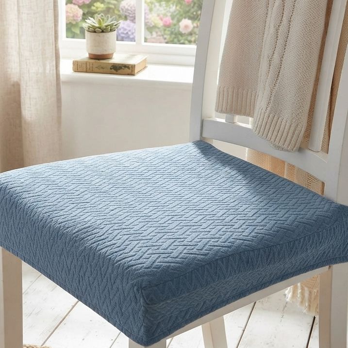 Stretchable T-Shaped Chair Cover - Modern Jacquard Dining Seat Slipcover, Machine Washable, Elastic Band Closure, Spandex/Polyester Blend for Home Decor