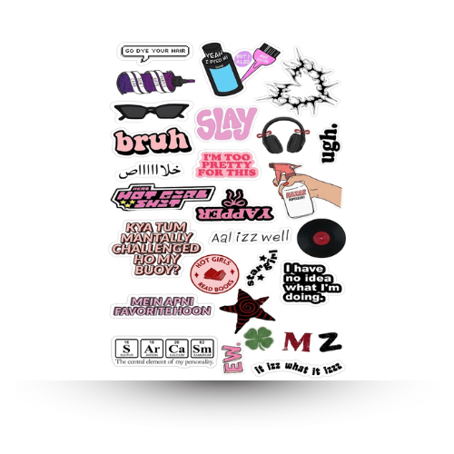 Go Dye Your Hair Aesthetic Mini Sticker Sheet | Journal Aesthetic Stickers - Uncut and A6 Sized (10x15cm) Art for Laptops, Journals, and More - Express Yourself Creatively for Girls and Boys