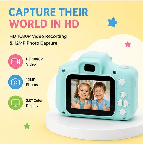 Mini Rechargeable Kids Camera 1080P HD | Digital Photography and Video Toy Camera with 2.0 Inch Color Screen | Portable Lightweight USB Rechargeable Camera for Children | Best Birthday Gift for Boys and Girls Ages 5 to 10 Years Old
