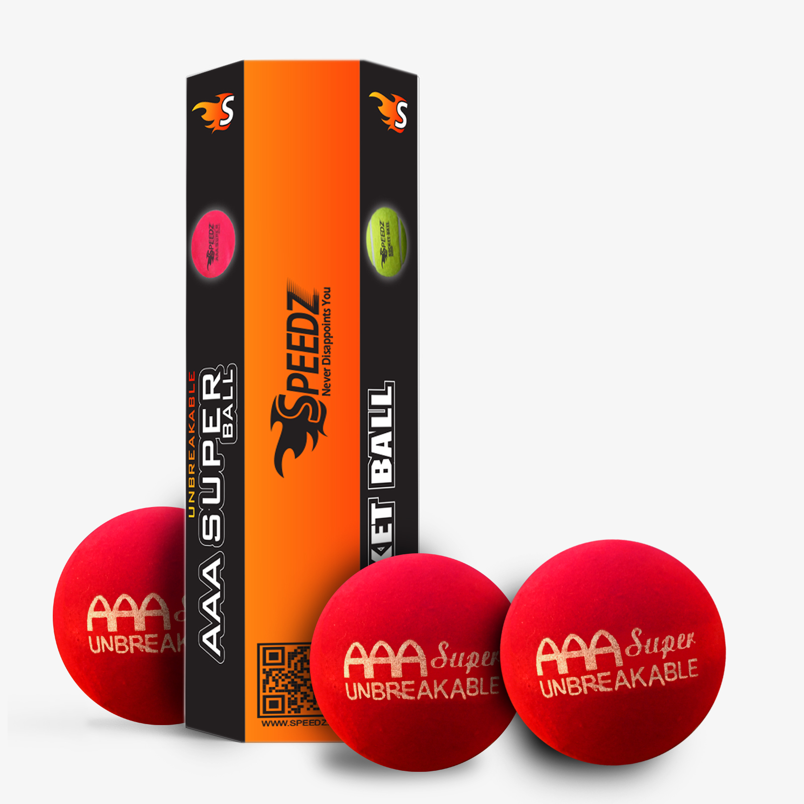 Speedz AAA (Pack of 3) Unbreakable Cricket Ball - Velvet Ball Unbreakable - Flock Ball Unbreakable Cricket Ball - Tennis Ball Unbreakable