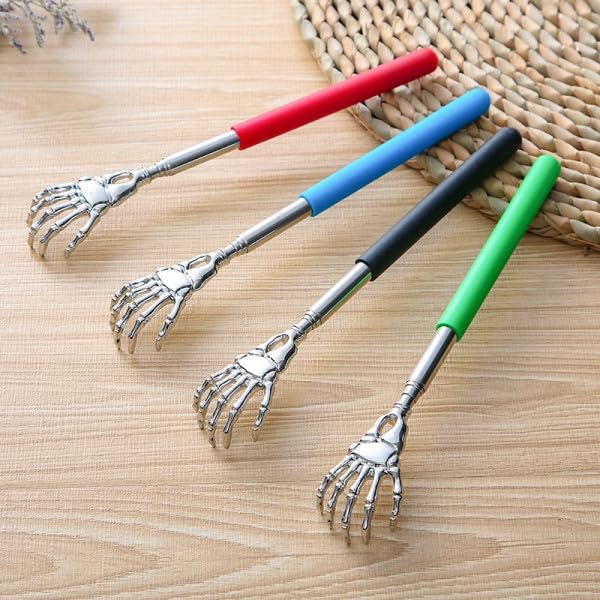 Small Adjustable Portable Foldable Extendable Back Scratcher, Metal Stainless Steel Telescoping Itching Hand Stick Tool