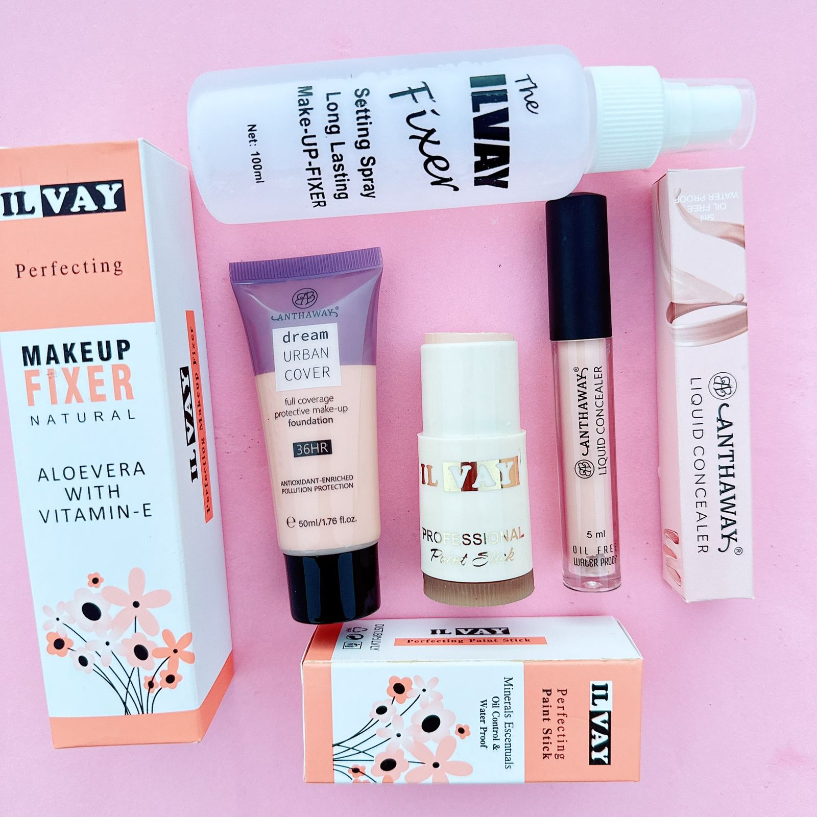 AnthaWay - Deal Of 04 - Makeup Fixer, Foundation Tube, Makeup Concealer & Foundation Stick