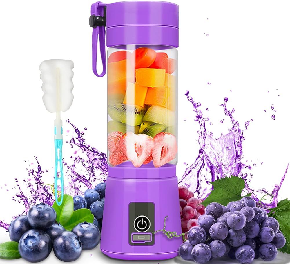 THE FASHION FRONT Mini Portable USB Rechargeable Juicer Blender Mixer 6 Blades 380ml -Electric Blender Single Serve Mini Food Grade Water Bottle Portable Juicer Cup Smoothie Maker and Multipurpose Uses