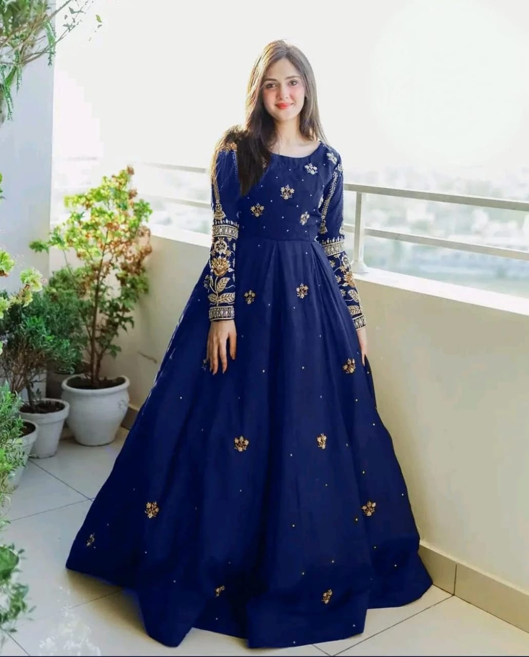 Women Dresses Collection -- Maxi Dresses For Girls Fancy Long Wedding -- Sequence Boti With Thread Zarri Work On Sleeves, Front Body Maxi With Trouser 2 Piece -- Designer Suit -- Ready To Wear -- Women And Girls