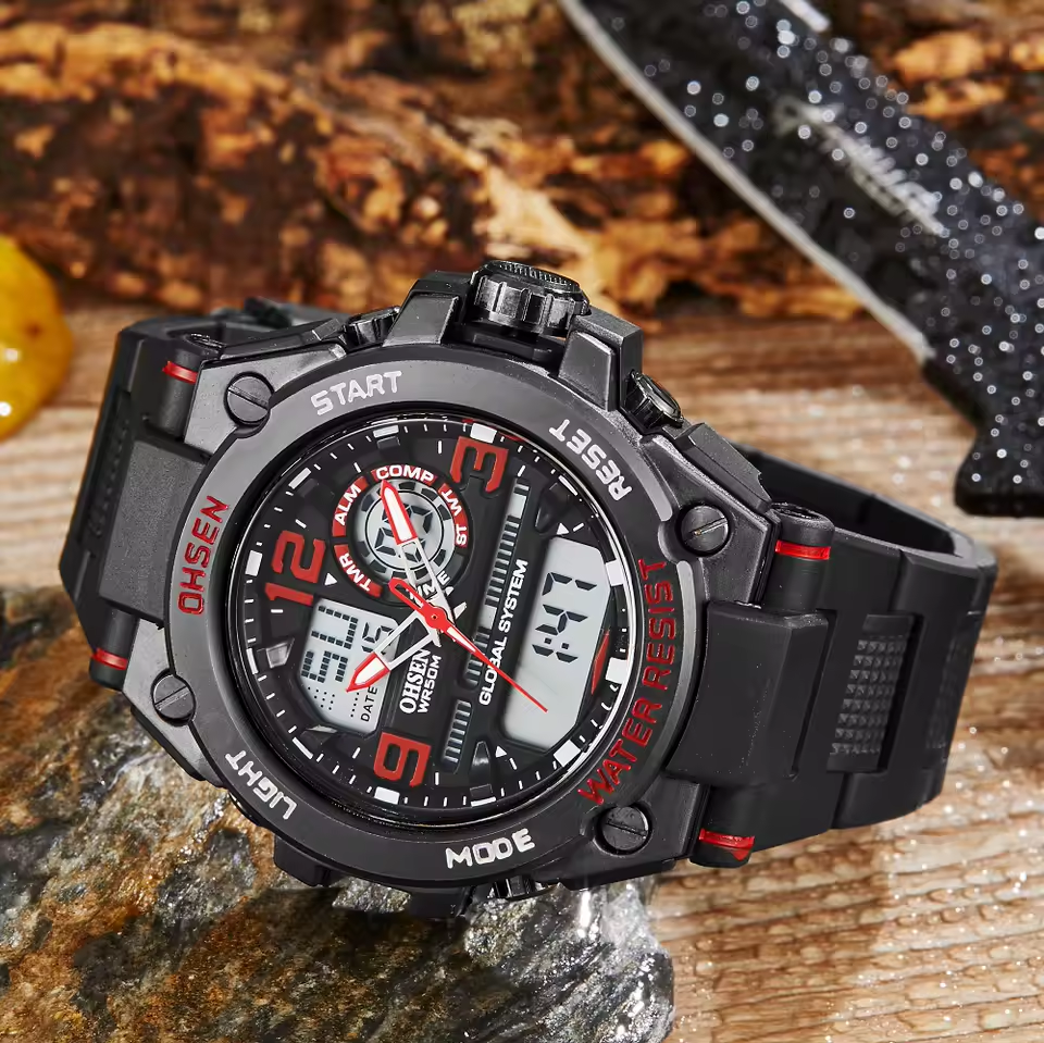 Sports Digital Watches Quartz Dual Display Waterproof Watch For Men