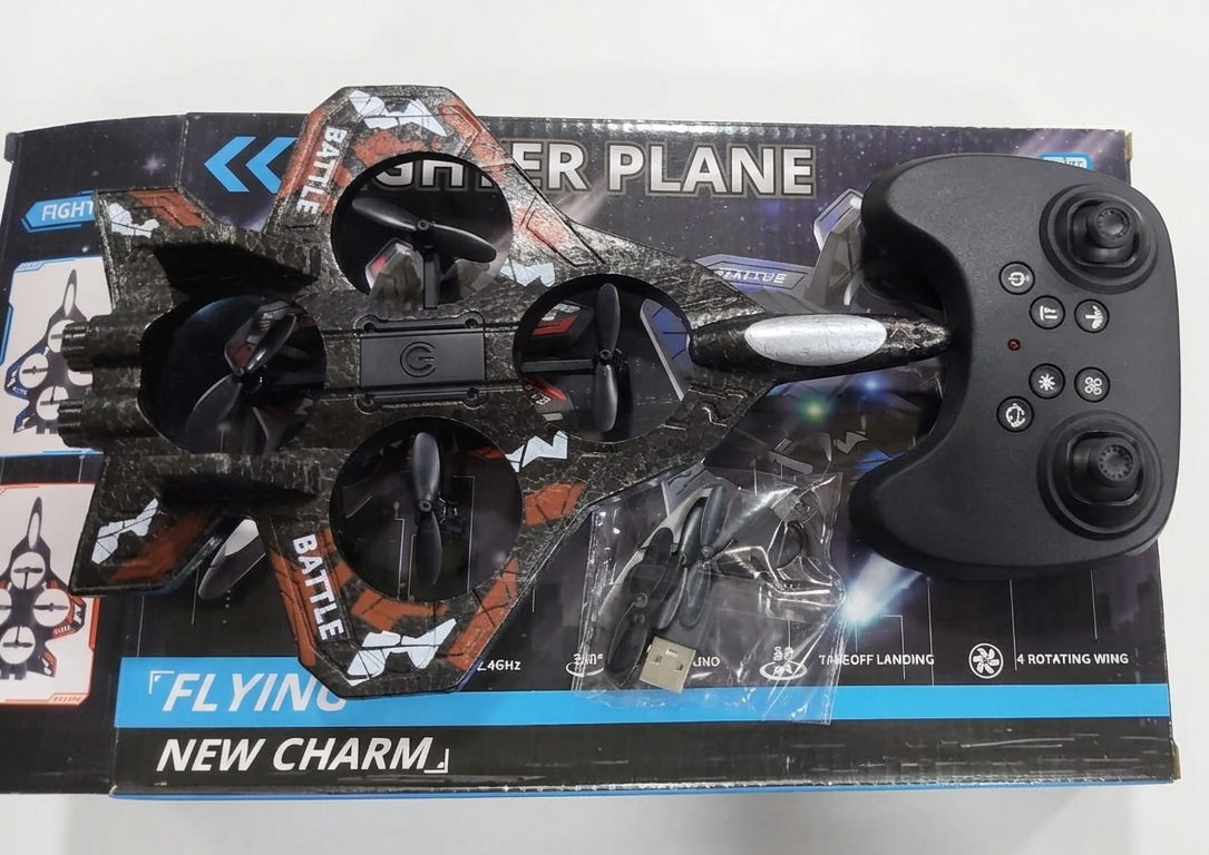 Jet Rechargeable Remote Control Plane Toy with LED Lights | 2.4G Remote Control Flying Aircraft Drone Style Plane for Kids | Mini RC Airplane Toy with USB Charging | Indoor Outdoor Flying Fun Toy Gift for Boys | RC Jet Plane + 2 Toshiba Remote Cells Free