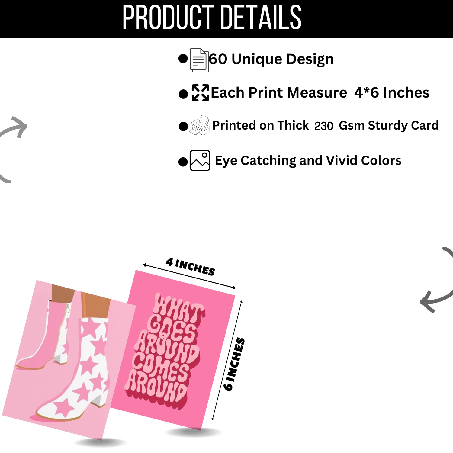 Pink aesthetic wall collage kit 60 photo cards 4x6" inches size for wall and room decor customize available