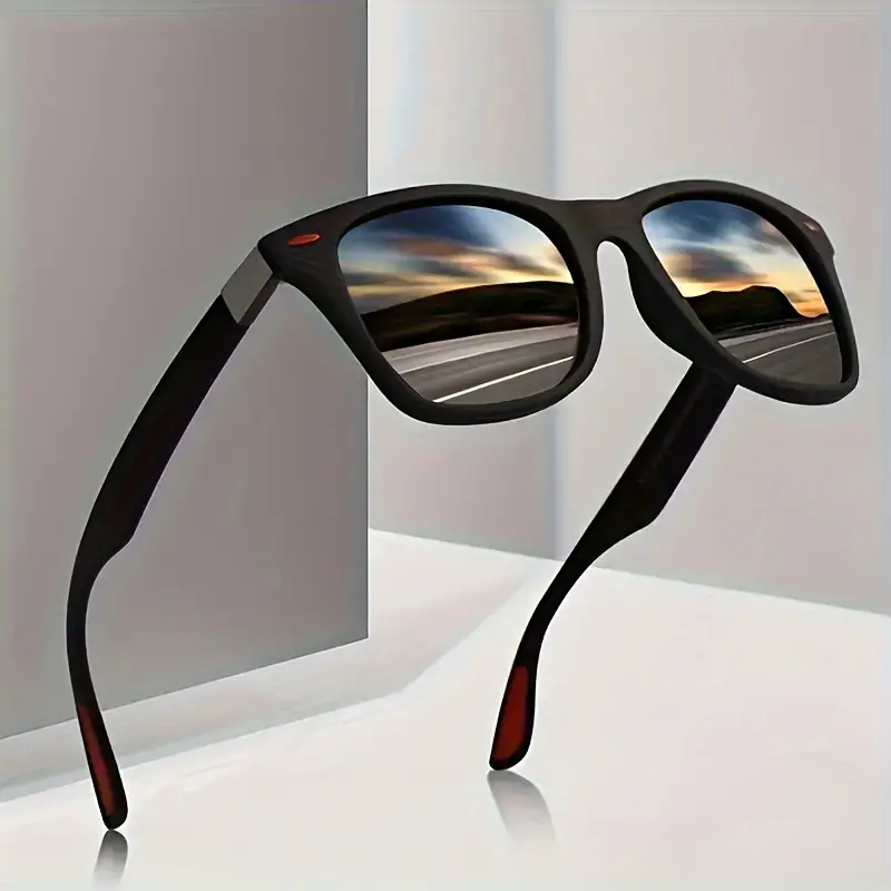 1pc Retro Square Polarized Glasses for Men and Women - Durable Plastic Frame, Anti-Reflective Gradient Lens, Adjustable Hinges, Ideal for Running and Outdoor Activities, Climbing Sports Eyewear