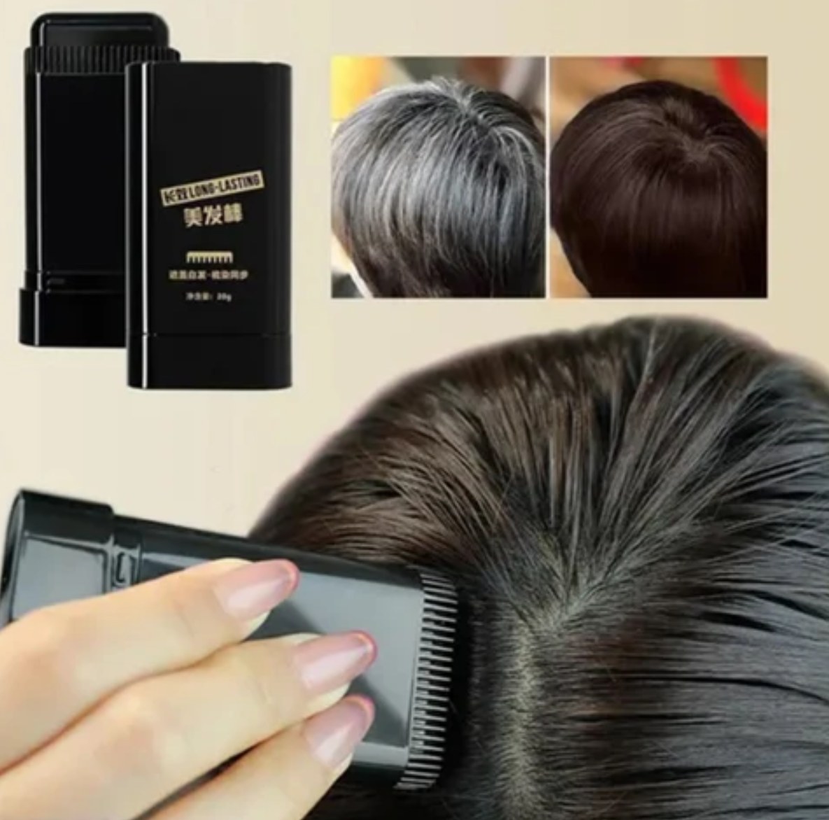 Comb Instant Hair 2-in-1 – Touch Up Hair Dye Comb for Gray Hair & Beard | Waterproof & Sweat-Proof Hair Color Stick for Men & Women