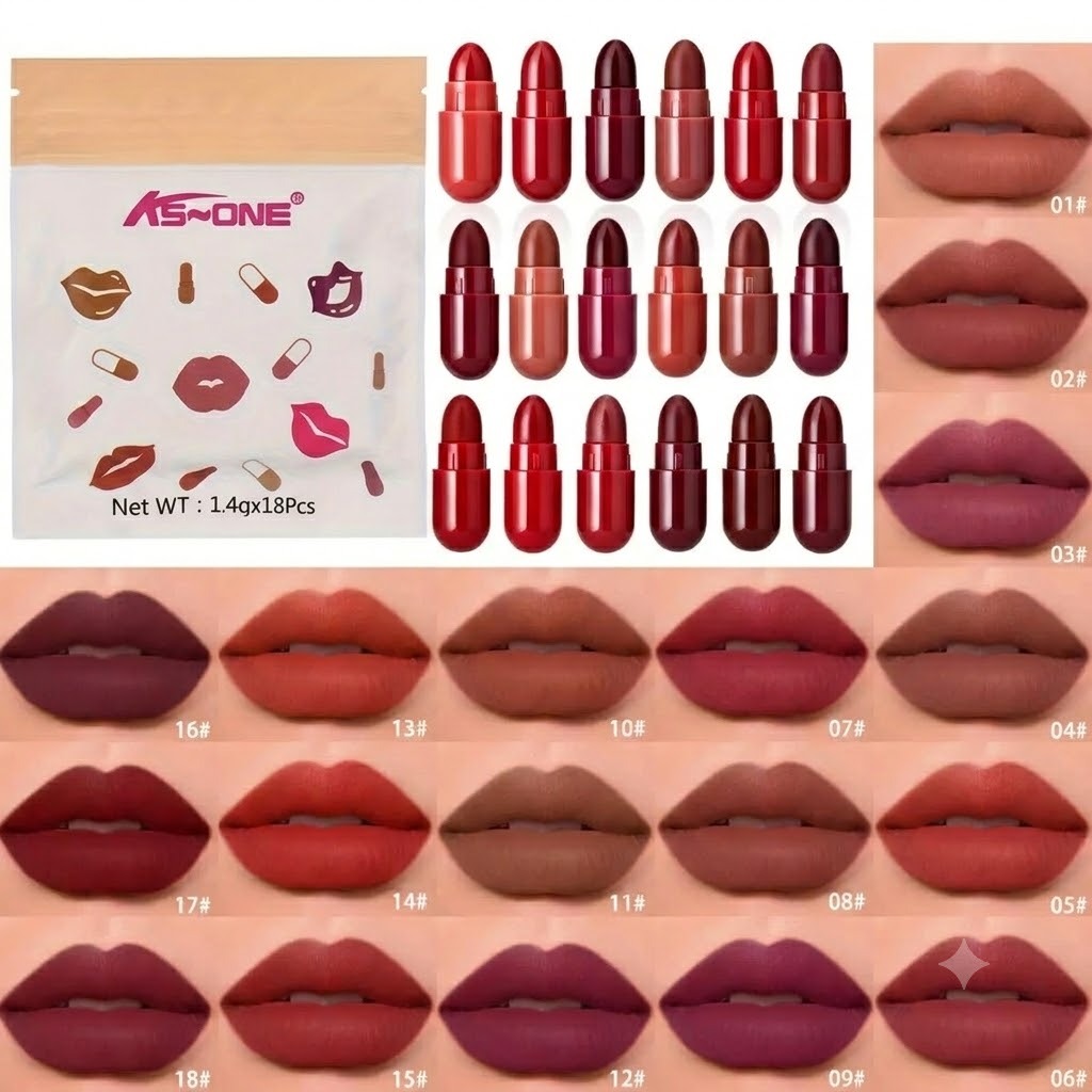 Tijarat Online Mini lipstick Matte Lipstick Capsule (Pack of 9/12/18)