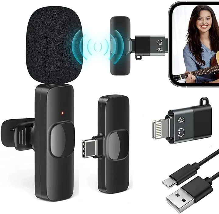 Wireless MIC Type C/IOS/Android/ K8 /K9 Wireless Microphone | Plug & Play | Mini Portable Mic for Recording, Vlogging & Live Streaming