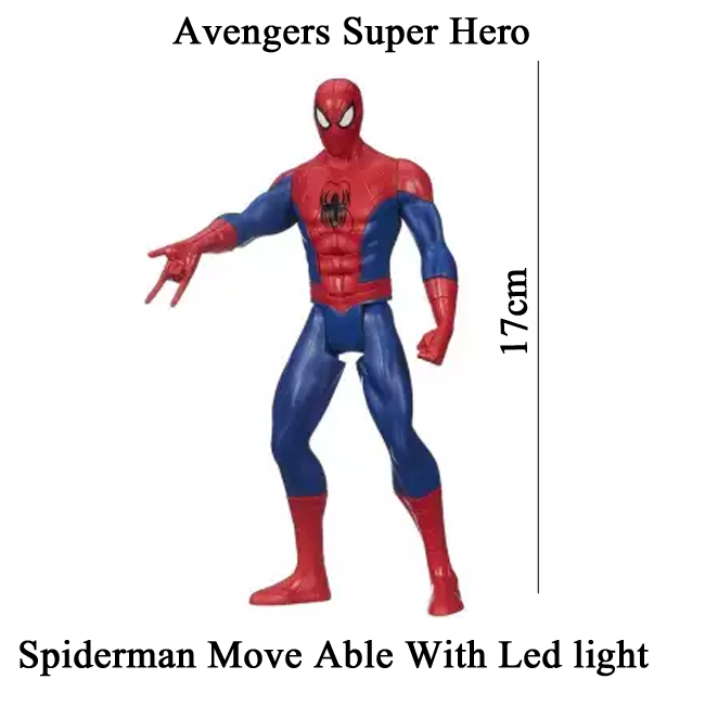 Pack of 3 pcs - Avengers Super Hero Action Figures With Led Light Toys For Kids and Boys Move able Spider Man Bat Man Super Man Spiderman Superman Batman