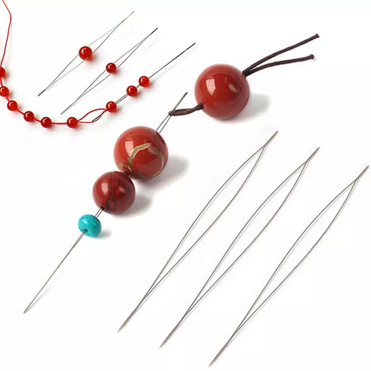 12.5 Beaded Needle Pin Open Curved Needle DIY Beads Bracelet Jewelry Tools Threading Pin-1pc