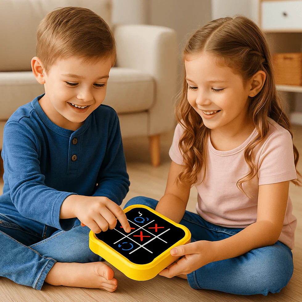 Sensory Tic Tac Toe Puzzle Game for Kids – Interactive Educational Brain Teaser Toy | Electronic Handheld Strategy Game | Learning & Cognitive Development Toy