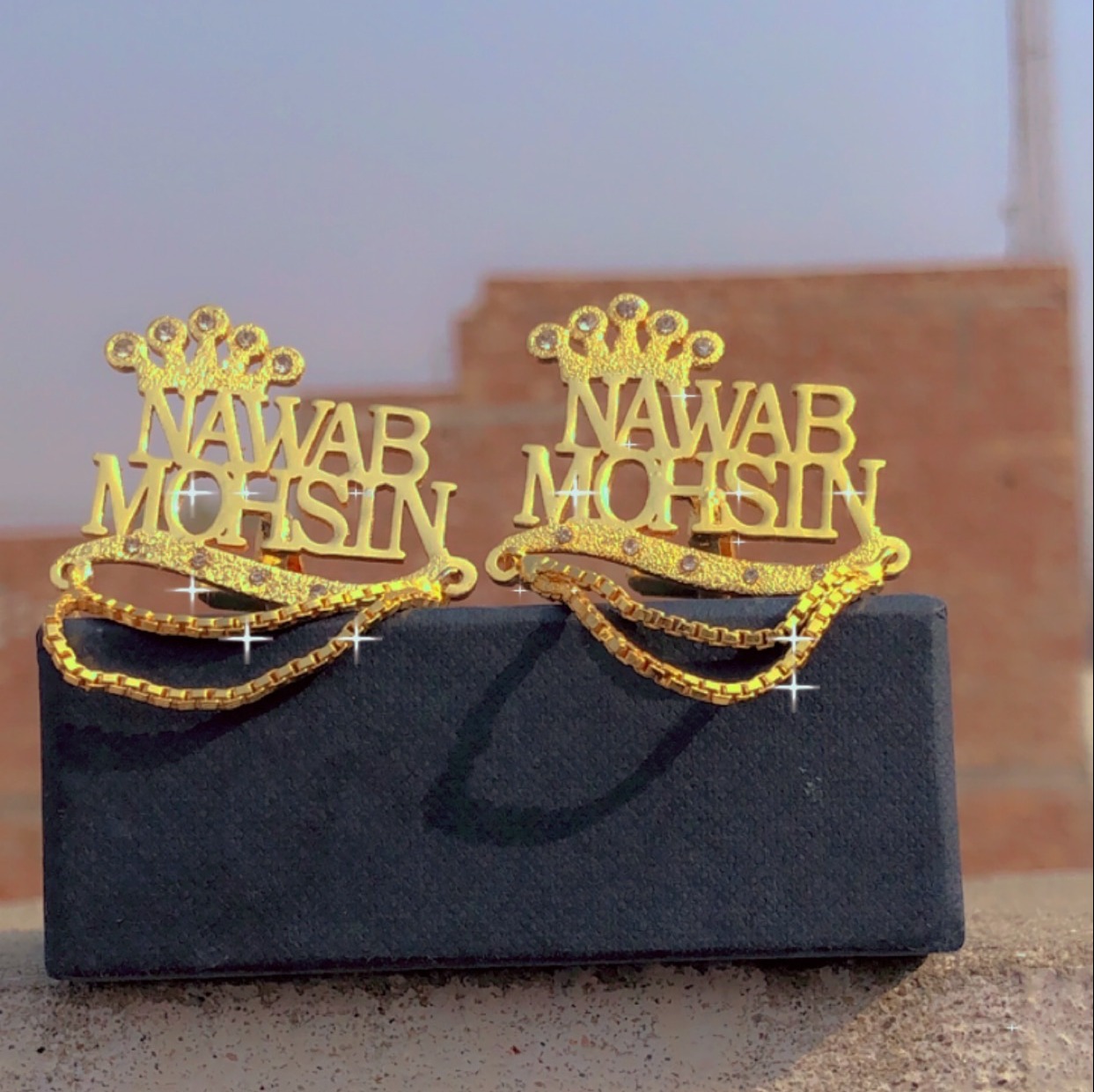 Personalized Name Cufflinks Single & Double Name Cufflinks for men- Chain Design Gift for Men