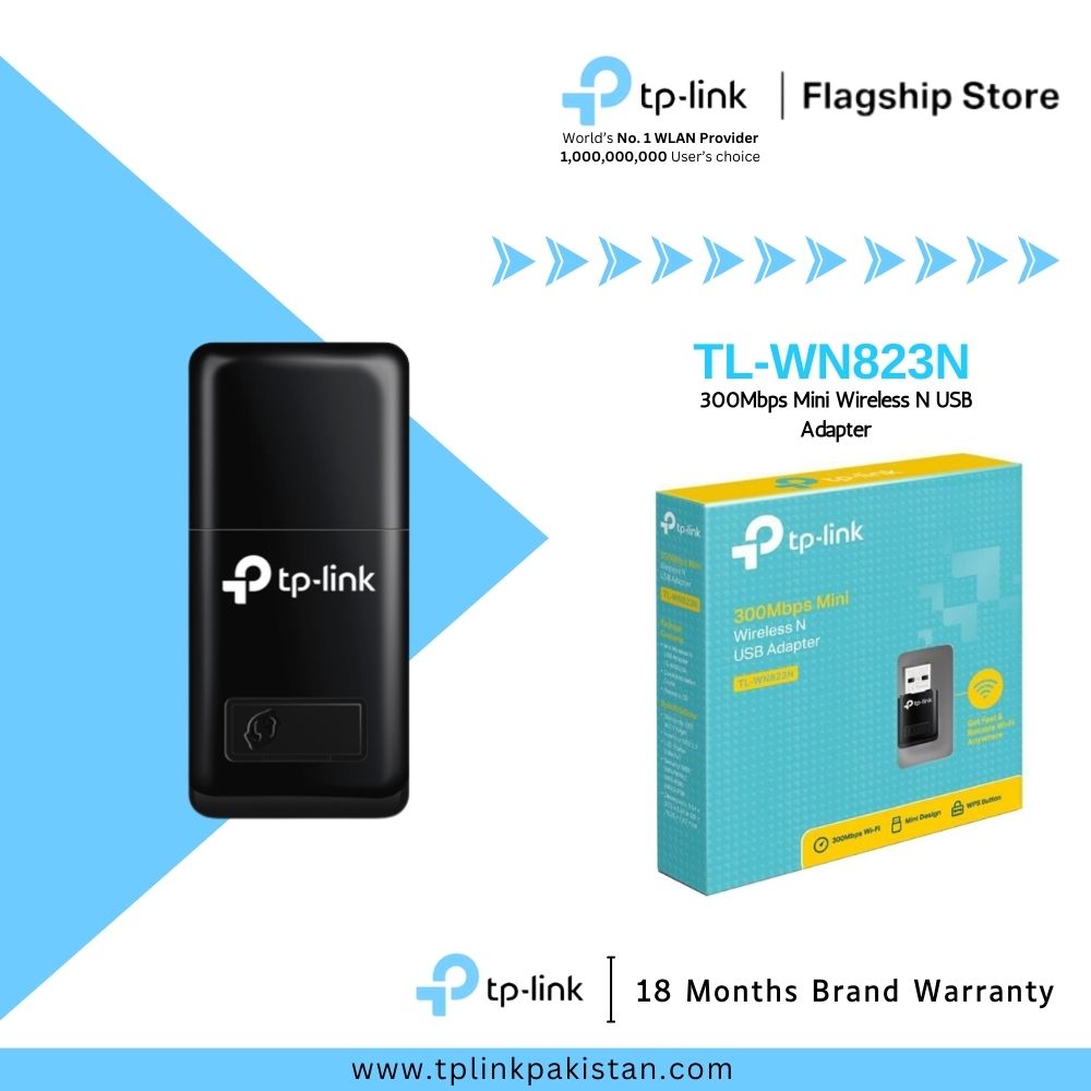TP-Link Wi-Fi Wireless 18 N - Adapter Warranty USB Brand Months 300Mbps TL-WN823N Mini Adapter