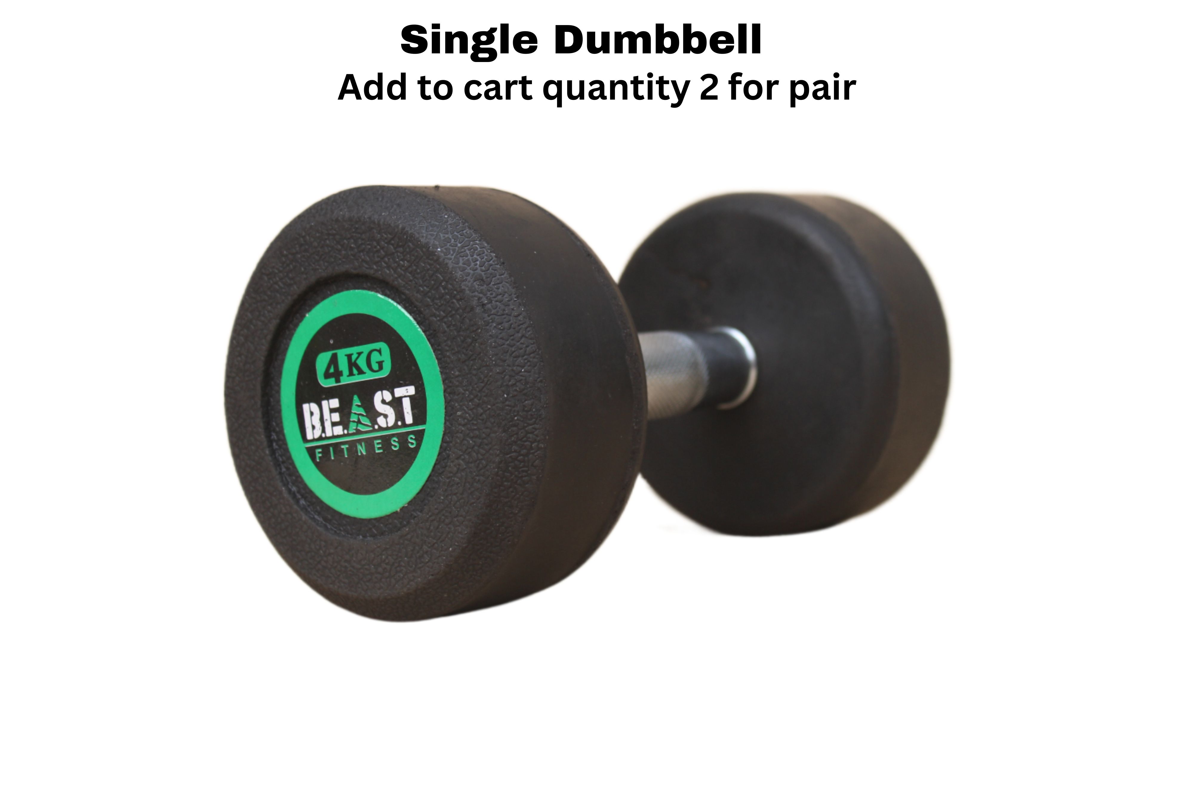 Beast Fitness Rubber Coated Dumbbell (Single Piece - Add 2 to Cart for Pair) - Professional Home Gym Weight with Anti-Slip iron Handle - High Quality Exercise Dumbbell (1kg to 20kg)