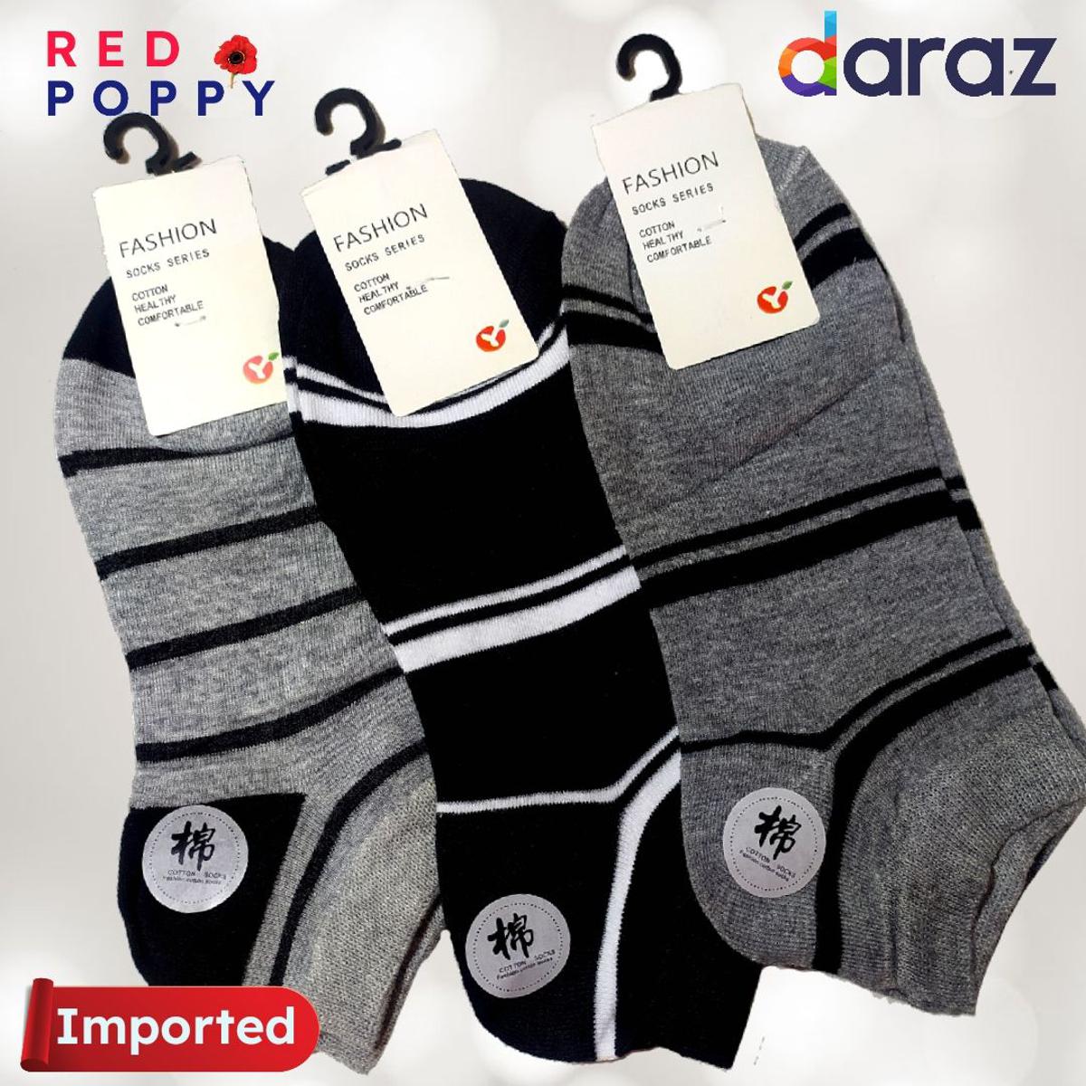 Red Poppy Premium Cotton Ankle Socks for Men | Low Cut Socks