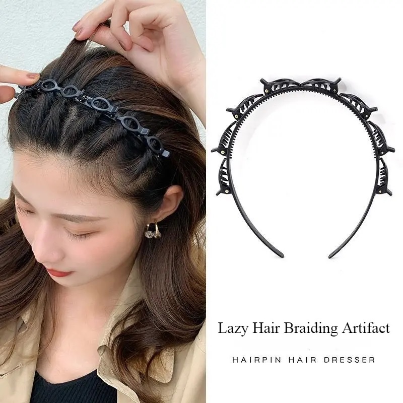 Double Bangs Hairstyle Hairpin Headband for Women Lady Hollow Braid Woven Bangs Clip HairBand Wedding Bride Hair accessories