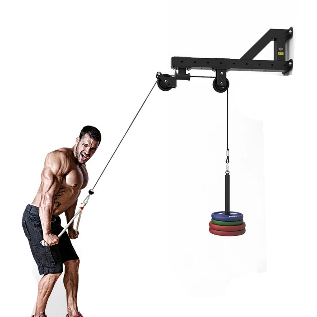 Home Gym Wall-mounted Cable Machine Attachments Workout Triceps Biceps Pulley System Fitness Pull Down Rope Equipment(AMBALA FITNESS)