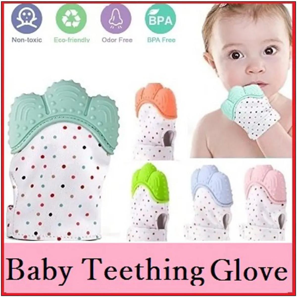 Baby Silicone Teething Mitten Glove - Food Grade Silicone Natural Stop Sucking Thumb Toy