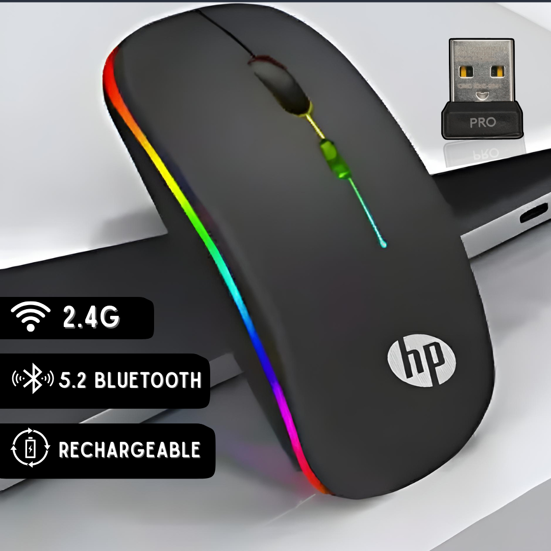 Ultra Slim RGB Bluetooth Wireless Mouse With Dongle And  Mouse Pad Dual Mode Rechargeable Optical