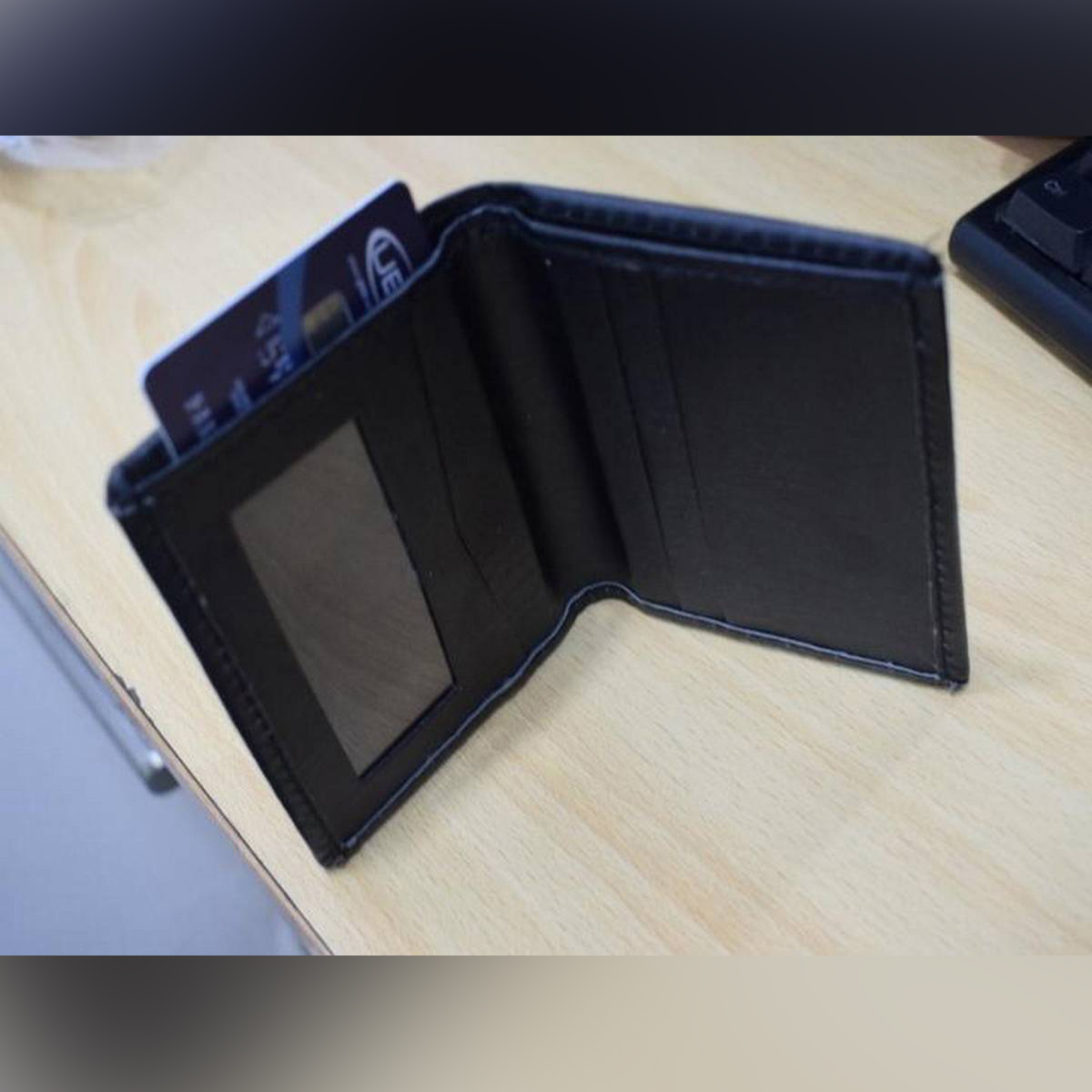 Black Leather Slim Card Holder For Men & Women wallet